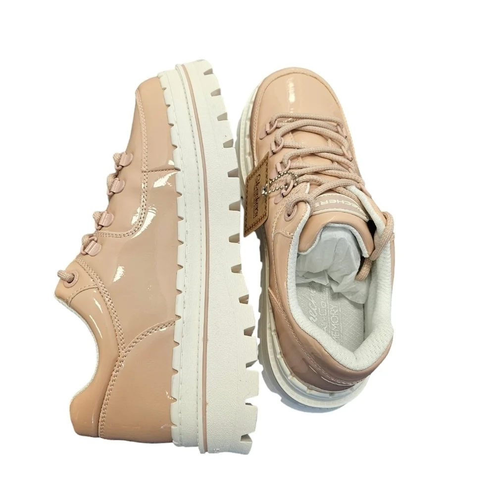 Skechers Jammers Cool Block Chunky Oxford Pale Pink Shoes NEW